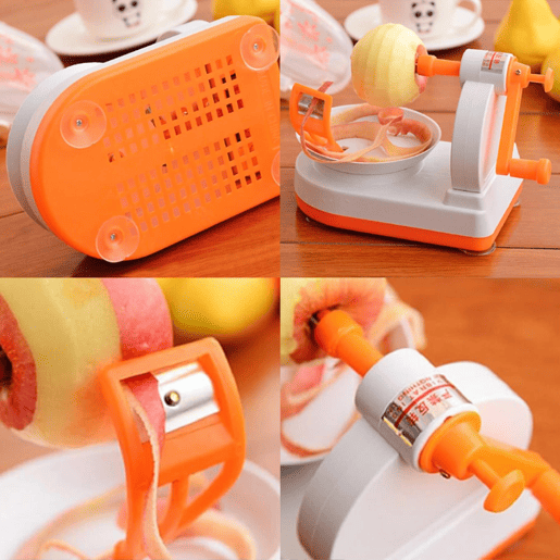 Descascador de frutas em plástico ABS laranja e branco Descascador de frutas em plástico ABS laranja e branco
