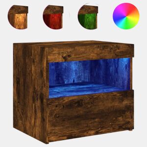 Mesa De Cabeceira - Mesinha De Cabeceira c luzes LED 50x40x45 cm carvalho fumado