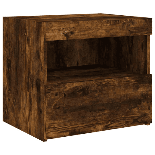 Mesa De Cabeceira - Mesinha De Cabeceira c luzes LED 50x40x45 cm carvalho fumado