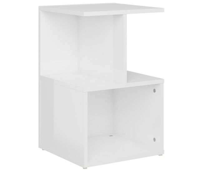 Mesita de noche mesilla de noche - madera contrachapada blanco brillo 35x35x55 cm