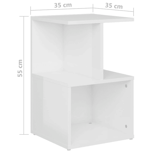 Mesa De Cabeceira Mesinha De Cabeceira - 35x35x55 cm derivados madeira branco brilhante