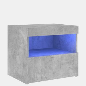 Mesa De Cabeceira - Mesinha De Cabeceira com luzes LED 50x40x45 cm cinzento-cimento