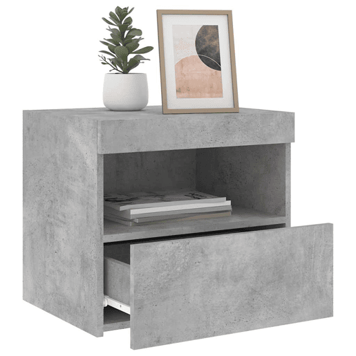 Mesa De Cabeceira - Mesinha De Cabeceira com luzes LED 50x40x45 cm cinzento-cimento