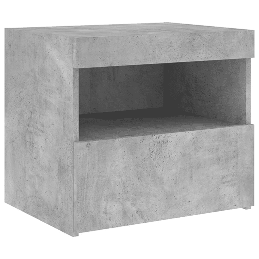 Mesa De Cabeceira - Mesinha De Cabeceira com luzes LED 50x40x45 cm cinzento-cimento