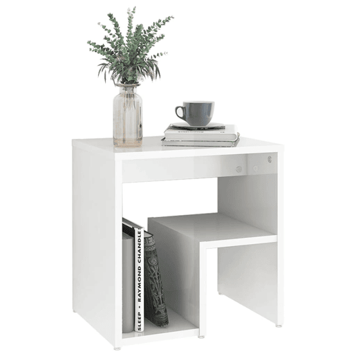 Mesa De Cabeceira - Mesinha De Cabeceira derivados de madeira branco brilhante