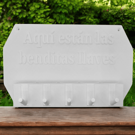 Well Home - Porta-chaves de parede Aqui estão as chaves abençoadas, Branco