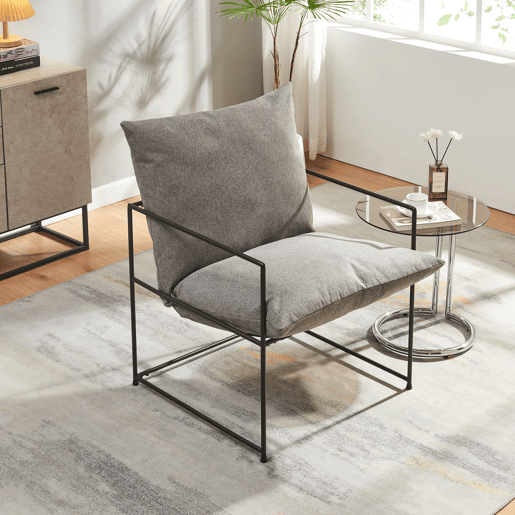 Poltrona Utsjoki com almofada lavável 90x61x70cm - PretoCinzento escuro en.casa