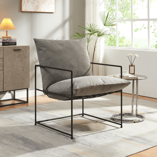 Poltrona Utsjoki com almofada lavável 90x61x70cm - PretoCinzento escuro en.casa