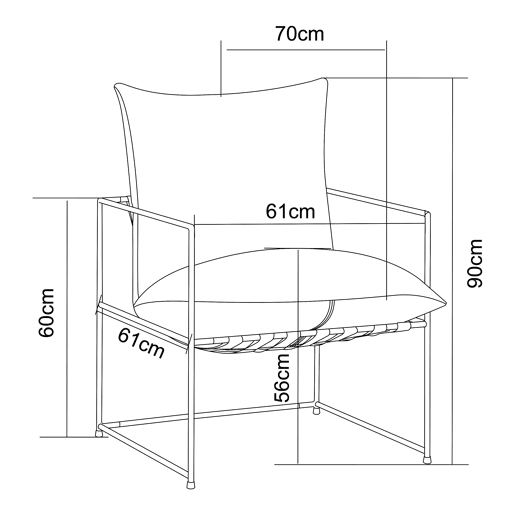 Poltrona Utsjoki com almofada lavável 90x61x70cm - PretoCinzento escuro en.casa