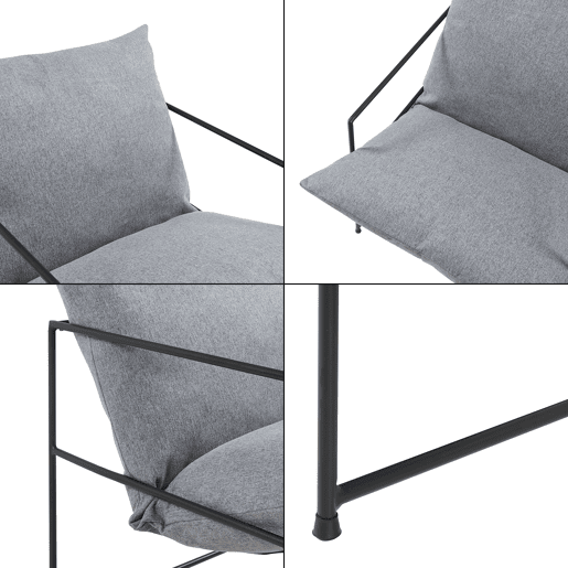 Poltrona Utsjoki com almofada lavável 90x61x70cm - PretoCinzento escuro en.casa