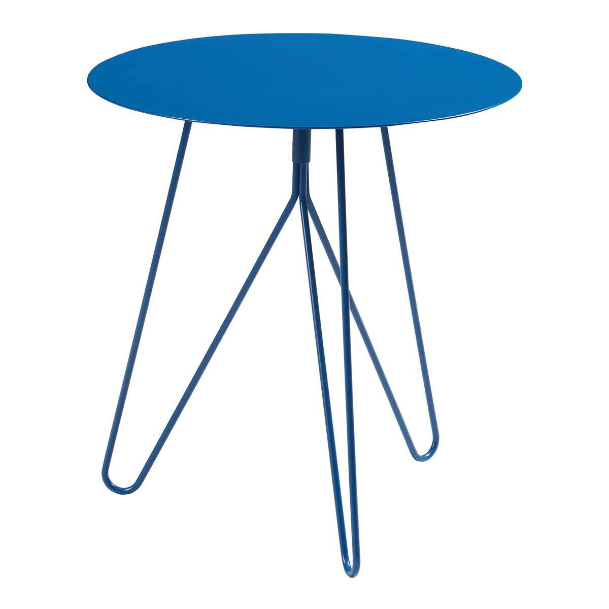 Mesa auxiliar nopimi redonda 3 patas metal 45xø43cm - azul mate [en.casa]