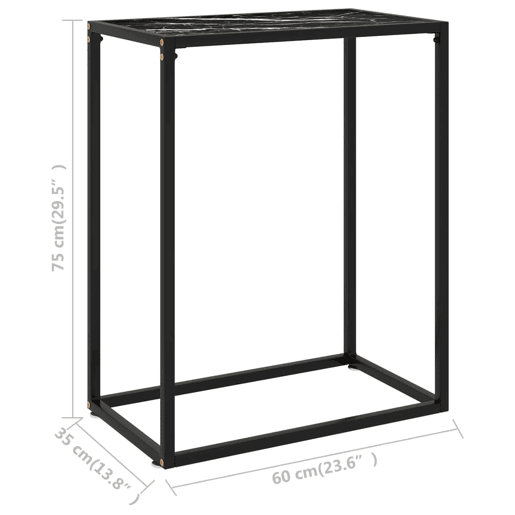 Mesa Consola - Mesa De Entrada 60x35x75 cm vidro temperado preto