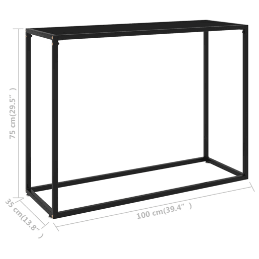 Mesa Consola - Mesa De Entrada 100x35x75 cm vidro temperado preto