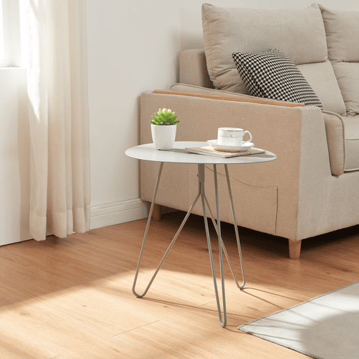 Mesa de apoio Nopimi redonda metal 45xØ43 cm Cinzento mate en.casa