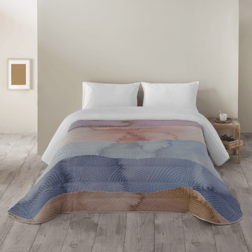 SANDAL - Edredom Nórdico Estampado - Ótimo Conforto e Acolchoamento Extra Macio - Peso 300 Gramas com Toque de Pena - Cama 135 - AZUL OCEANO