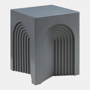 Mesa de apoio Elverumn MDF com design em arco 45x35x35 cm Cinzento mate en.casa