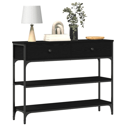 Mesa Consola - Mesa De Entrada com gaveta Carvalho preto 100 x 25 x 75 cm