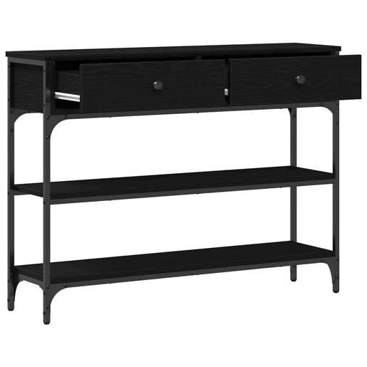 Mesa Consola - Mesa De Entrada com gaveta Carvalho preto 100 x 25 x 75 cm