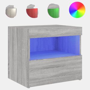 Mesa De Cabeceira - Mesinha De Cabeceira com luzes LED 50x40x45 cm cinzento-sonoma