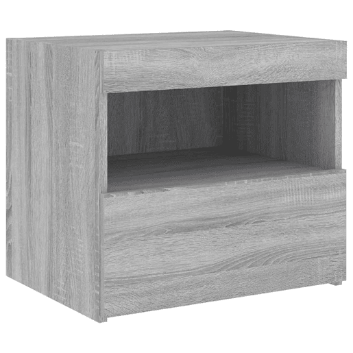 Mesa De Cabeceira - Mesinha De Cabeceira com luzes LED 50x40x45 cm cinzento-sonoma