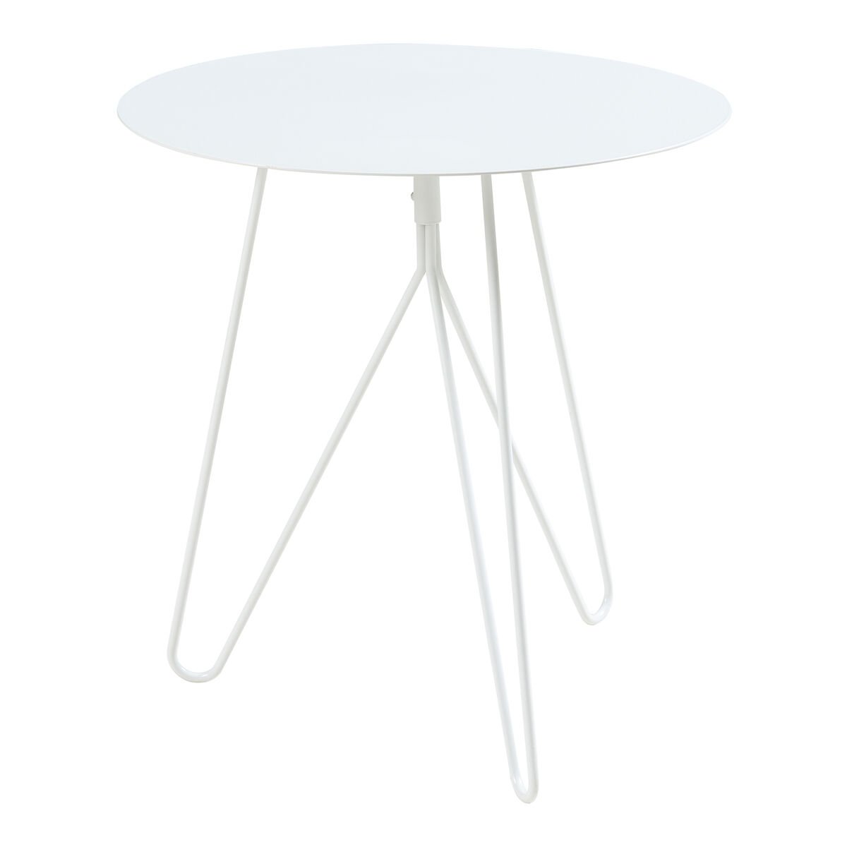 Mesa auxiliar nopimi redonda 3 patas metal 45xø43cm - blanco mate [en.casa]