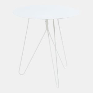 Mesa de apoio Nopimi redonda metal 45xØ43 cm Blanco mate en.casa