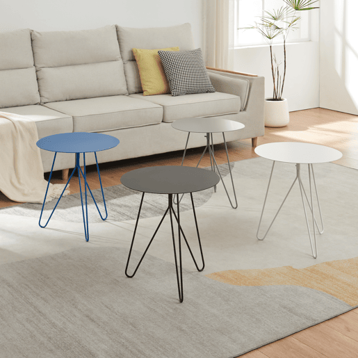 Mesa de apoio Nopimi redonda metal 45xØ43 cm Blanco mate en.casa