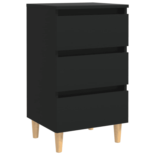 Mesa De Cabeceira - Mesinha De Cabeceira c pernas de madeira 40x35x69 cm preto