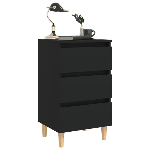 Mesa De Cabeceira - Mesinha De Cabeceira c pernas de madeira 40x35x69 cm preto
