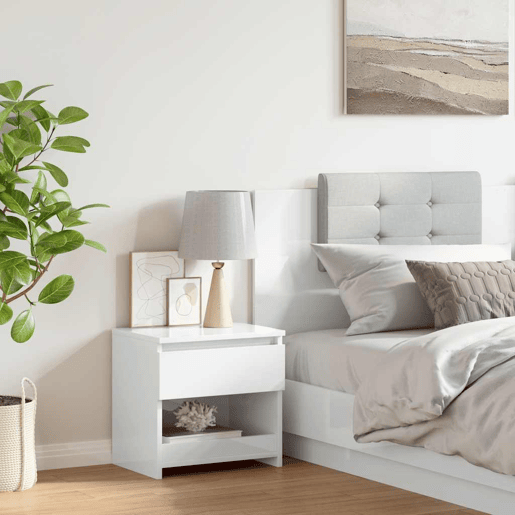 Mesa De Cabeceira - Mesinha De Cabeceira 40x30x39 cm contraplacado branco brilhante