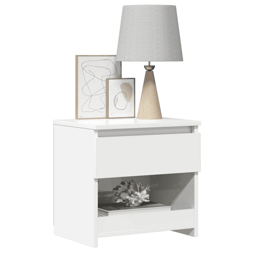 Mesa De Cabeceira - Mesinha De Cabeceira 40x30x39 cm contraplacado branco brilhante