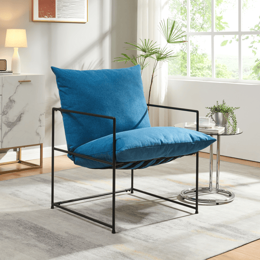 Poltrona Utsjoki com almofada lavável 90x61x70cm - PretoAzul en.casa