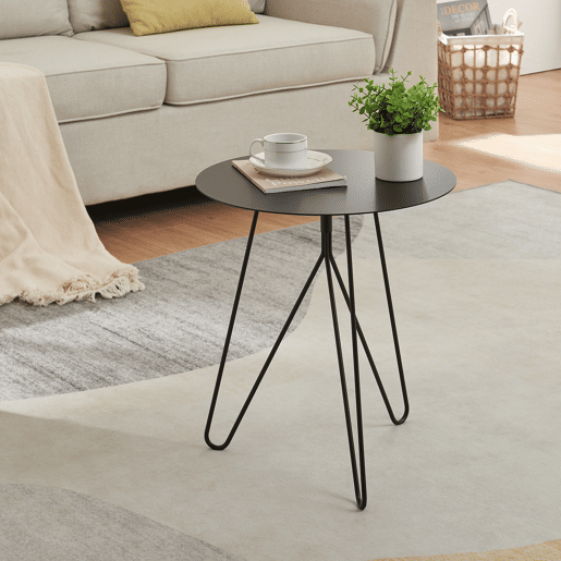 Mesa de apoio Nopimi redonda metal 45xØ43 cm Preto mate en.casa