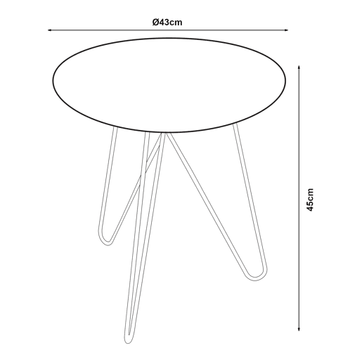 Mesa de apoio Nopimi redonda metal 45xØ43 cm Preto mate en.casa