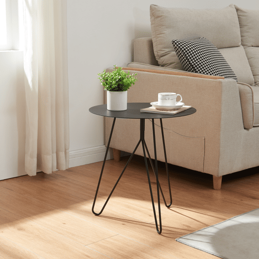 Mesa de apoio Nopimi redonda metal 45xØ43 cm Preto mate en.casa