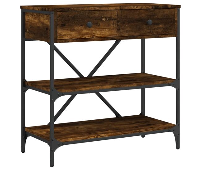 Mesa consola - mesa de entrada madera de ingeniería roble ahumado 75x34,5x75 cm
