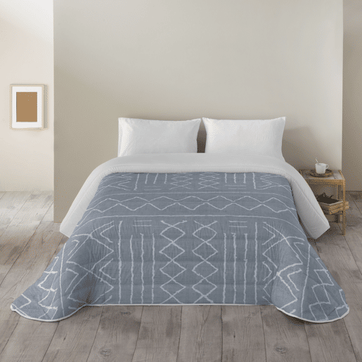 SANDAL - Edredom Estampado - Ótimo Conforto e Acolchoamento Extra Macio - Peso 300 Gramas com Toque de Pena - Cama 150 - NAUEK GREY