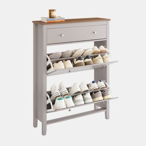 SoBuy Sapateira - Sapateira de Corredor - Grande Capacidade para 12 Pares de Sapatos + Gaveta de Arrumação, 80x25x108 cm, Castanho Claro, FSR89-KA