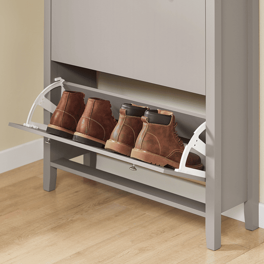 SoBuy Sapateira - Sapateira de Corredor - Grande Capacidade para 12 Pares de Sapatos + Gaveta de Arrumação, 80x25x108 cm, Castanho Claro, FSR89-KA
