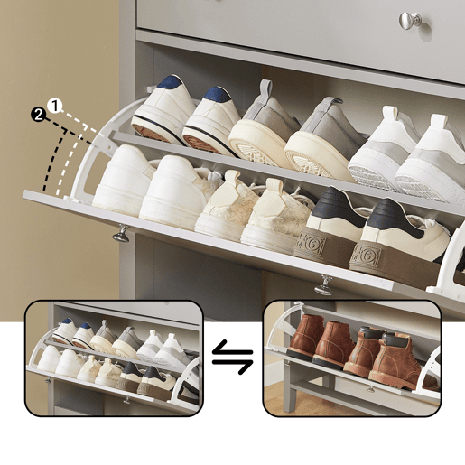 SoBuy Sapateira - Sapateira de Corredor - Grande Capacidade para 12 Pares de Sapatos + Gaveta de Arrumação, 80x25x108 cm, Castanho Claro, FSR89-KA