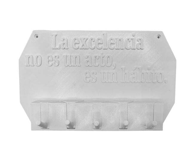 Well home - colgador de llaves de pared "la excelencia no es un acto, es un hábito" color blanco