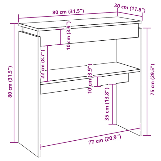 Mesa Consola - Mesa De Entrada 80x30x80 cm derivados de madeira cinzento cimento