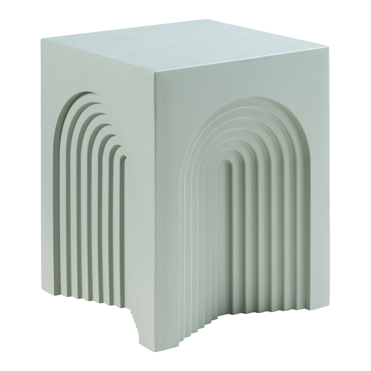 Mesa auxiliar elverumn diseño arqueado mdf 45x35x35 cm - verde mate [en.casa]