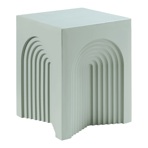 Mesa de apoio Elverumn MDF com design em arco 45x35x35 cm Verde mate en.casa