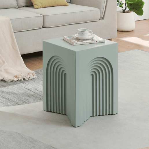 Mesa de apoio Elverumn MDF com design em arco 45x35x35 cm Verde mate en.casa