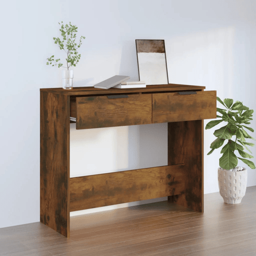 Mesa Consola - Mesa De Entrada 90x36x75 cm derivados de madeira carvalho fumado