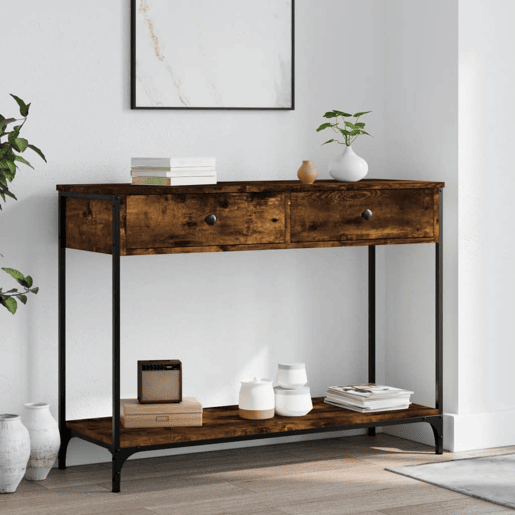 Mesa Consola - Mesa De Entrada 100x34,5x75cm derivados de madeira carvalho fumado