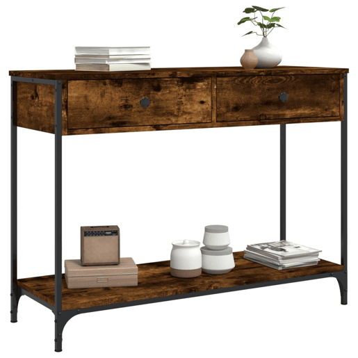 Mesa Consola - Mesa De Entrada 100x34,5x75cm derivados de madeira carvalho fumado