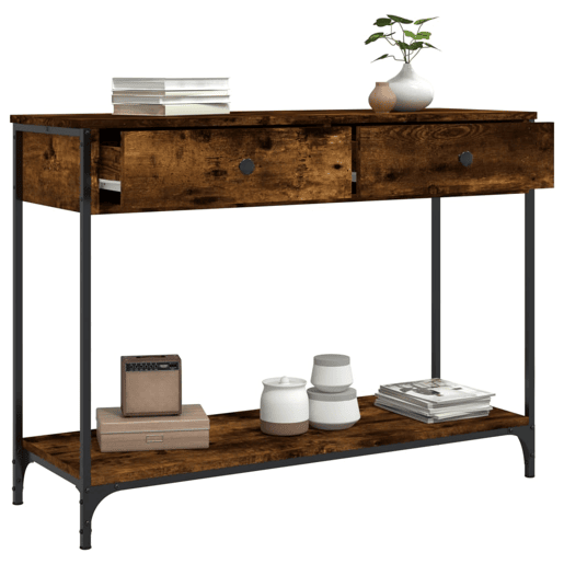 Mesa Consola - Mesa De Entrada 100x34,5x75cm derivados de madeira carvalho fumado