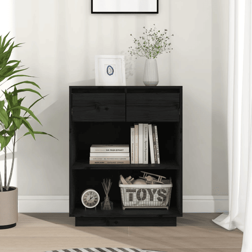 Mesa Consola - Mesa De Entrada 60x34x75 cm pinho maciço preto